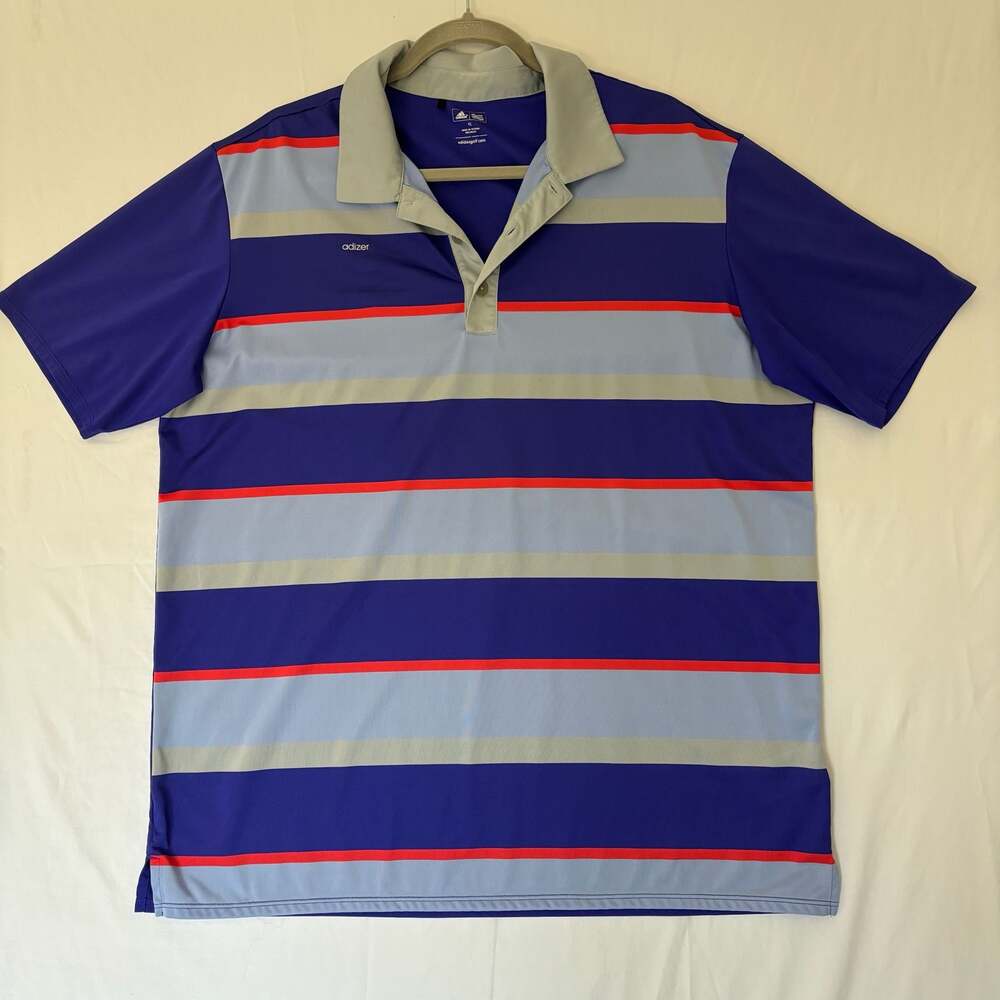 Adidas Adizero Golf Polo Shirt Men's XL Striped Blue Performance